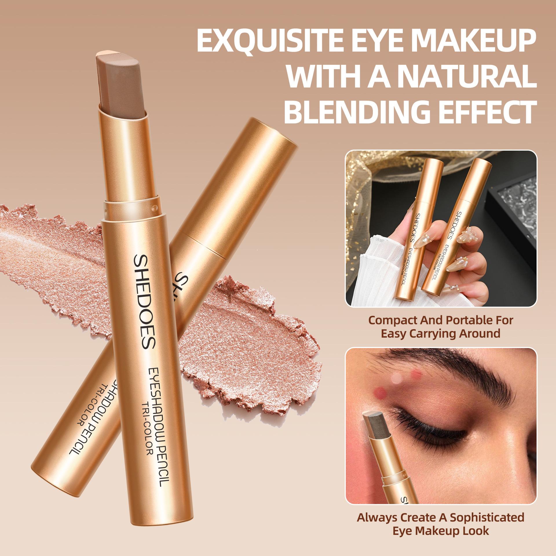 SHEDOES Cross-Border European and American TK Tri-Color Eyeshadow Stick - One-Step Application, Waterproof and Silky Smooth