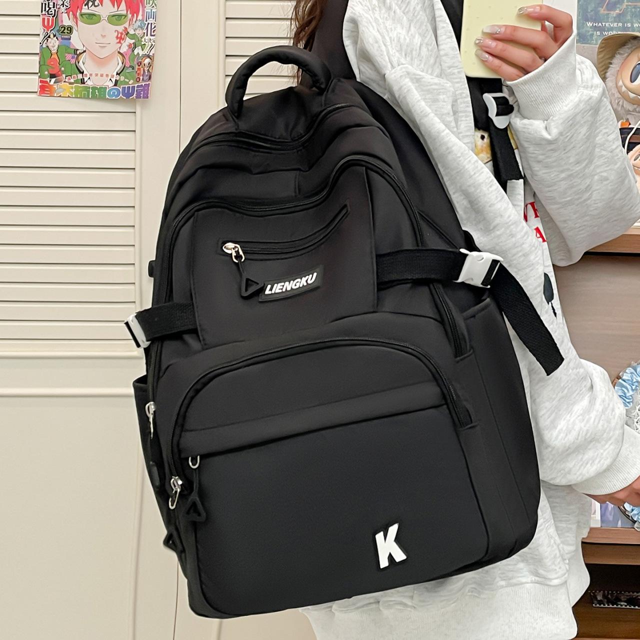 Multi-Compartment Backpack with Large Capacity for Junior High School Girls, Niche Ins-Style Backpack, Forest-Style Campus Backpack, Laptop Backpack