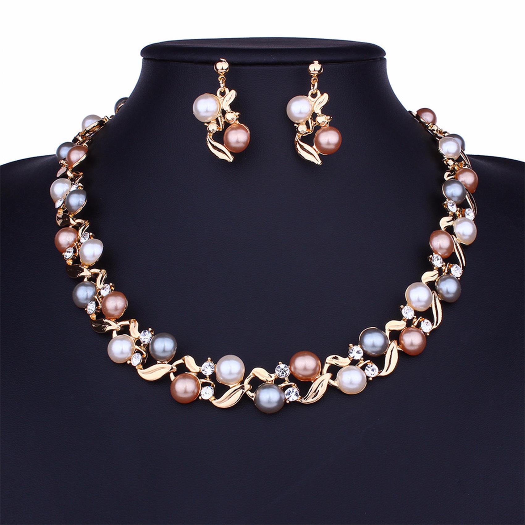 European and American Popular Vintage Necklace suit Women's 2-piece Set Leaves Flowers Exaggerated Jewelry New Wedding Accessories for Brides