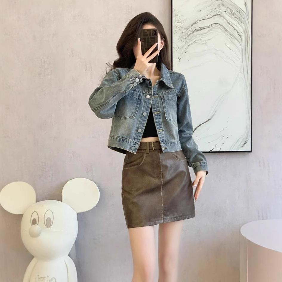 Spring and Autumn Denim Coat Women's Short Outer Wear All-match Small Loose Slimming Hong Kong-style Casual Jacket Top for Women