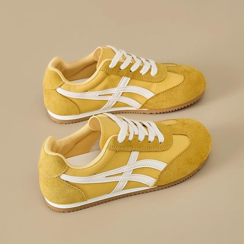 Yellow Retro German Training Shoes for Women, 2026 Spring New Popular Flat Versatile Sneakers, Sports Casual Sneakers