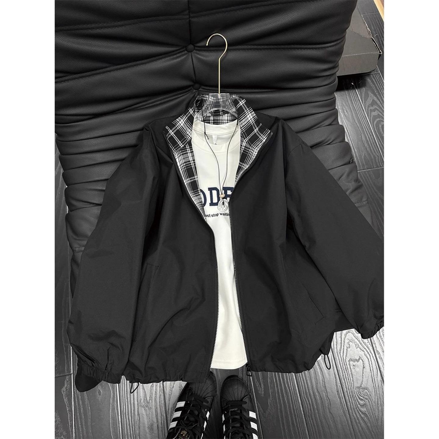 Plaid Patchwork Jacket for Men and Women, American Retro Trendy New Heavy Casual Design Versatile Comfortable Coat