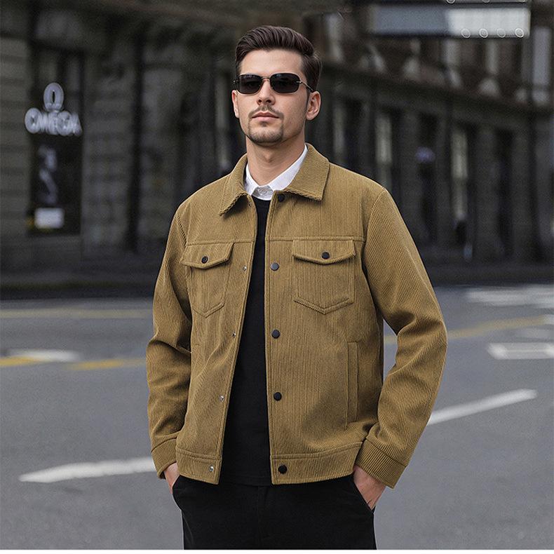 Cross-Border Foreign Trade Popular Men's Corduroy Jacket, Men's Lapel Coat, Trendy Jacket, Business Casual Formal Wear Top