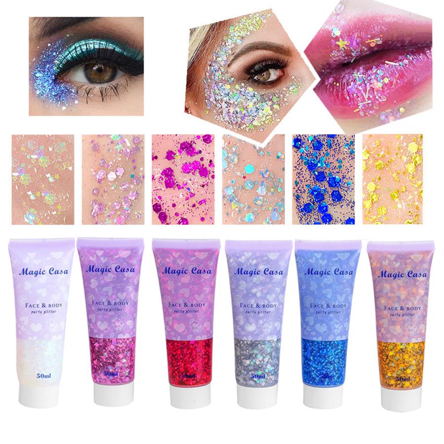 Magic Casa Glitter Gel Mermaid Scale Face Body Lip Glitter Eyeshadow Iridescent Polarized Stage Makeup