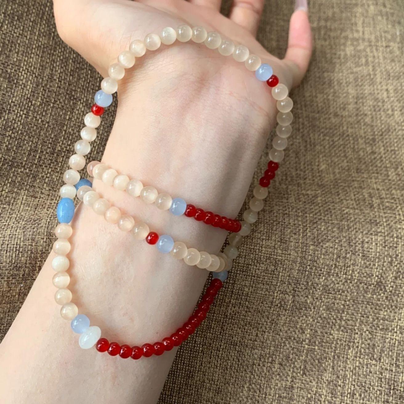New Chinese-style color-blocked beaded bracelet for women, with an ins niche design, vintage charm, and a flattering effect, suitable as a gift for a best friend
