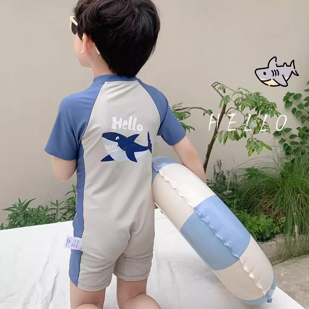 Children's Swimwear Boy's Cute one-piece Shark Baby Baby Infant Short-sleeved Sunscreen Quick-drying Swimsuit Swimming Trunks