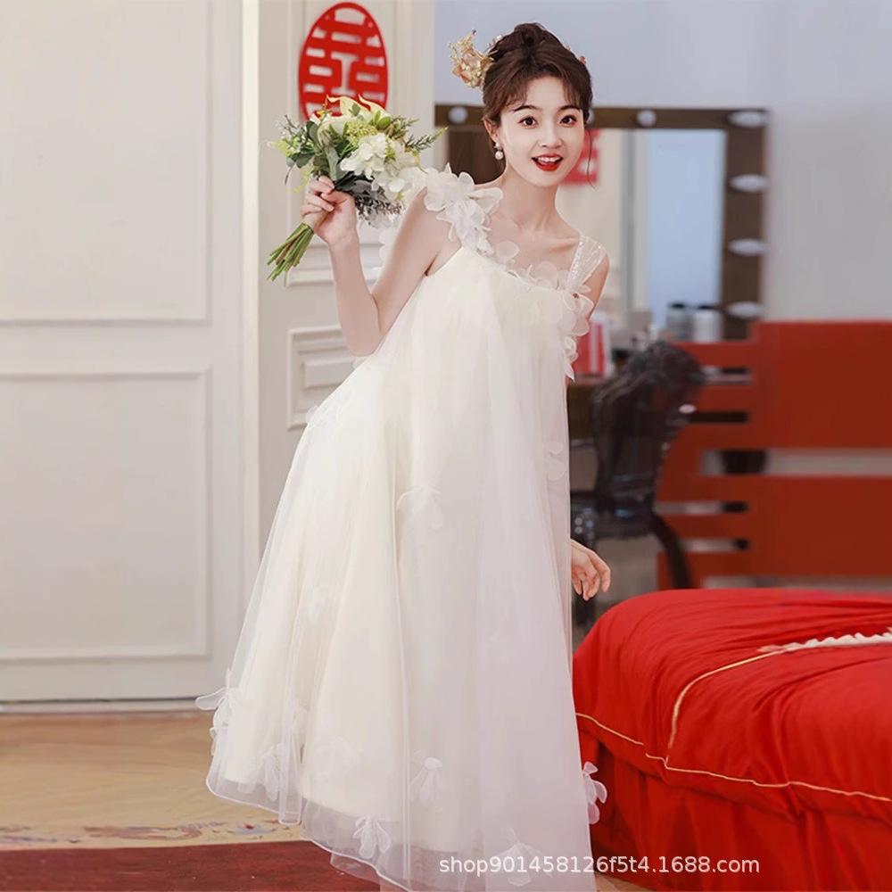 Bridal Wedding Light Wedding Dress Morning Robe Forest Style Super Fairy Strapless Light Gown Korean Style Travel Photography Wedding Pregnant Women Engagement 120