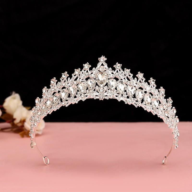 Cross-Border Bridal Rhinestone Headband Crown Wedding Jewelry Crown Tiara Aliexpress Alloy Crown Headband Wholesale