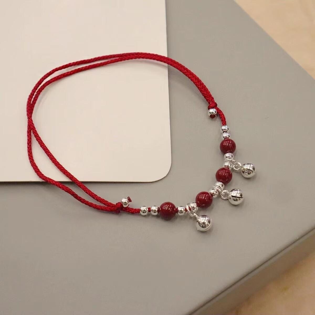 Bell anklet for women, sexy and trendy, niche design, red string for the zodiac year, high-end friendship anklet, sweet gift for students