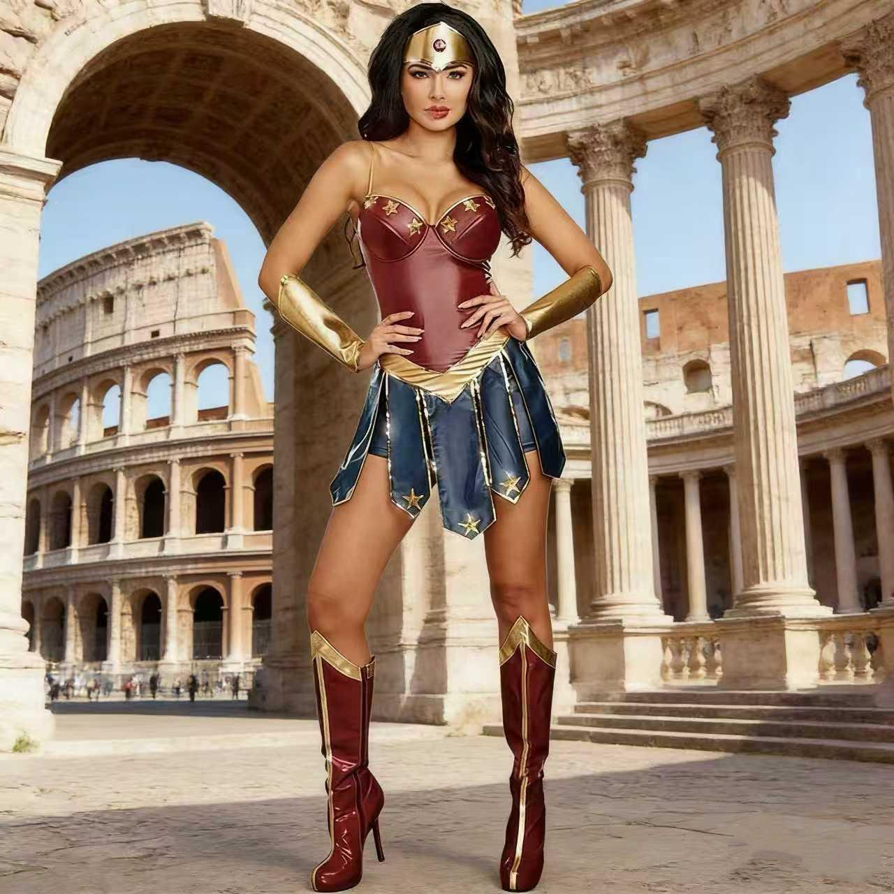 S-3XL European and American Halloween Wonder Woman Costume Cosplay Outfit League of Legends Gladiator Uniform