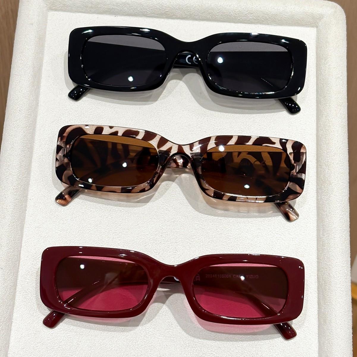 Square Leopard Print Full Frame Sunglasses 2025 New Arrival Women's Retro Classic Sunglasses All-Match Simple Sunglasses