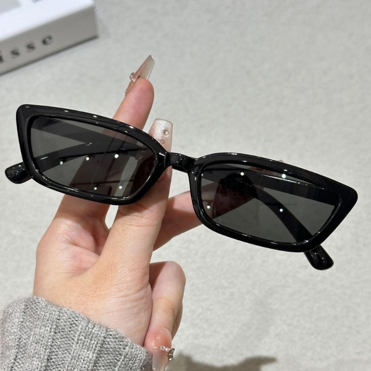 Narrow-Frame European and American Style Sunglasses for Women, Stylish Photo Shoot Accessories, High-End Long Cat-Eye Sunglasses, Trendy Men's Driving Sunglasses