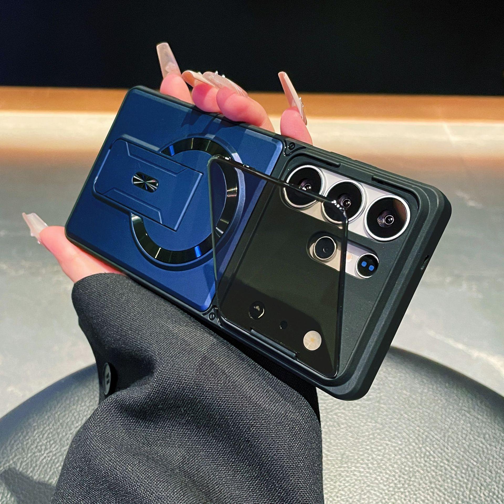 Suitable for Samsung S26Ultra Lens Bracket Phone Case, Multifunctional Military-Grade Anti-Drop Magnetic Bracket S24/S25P