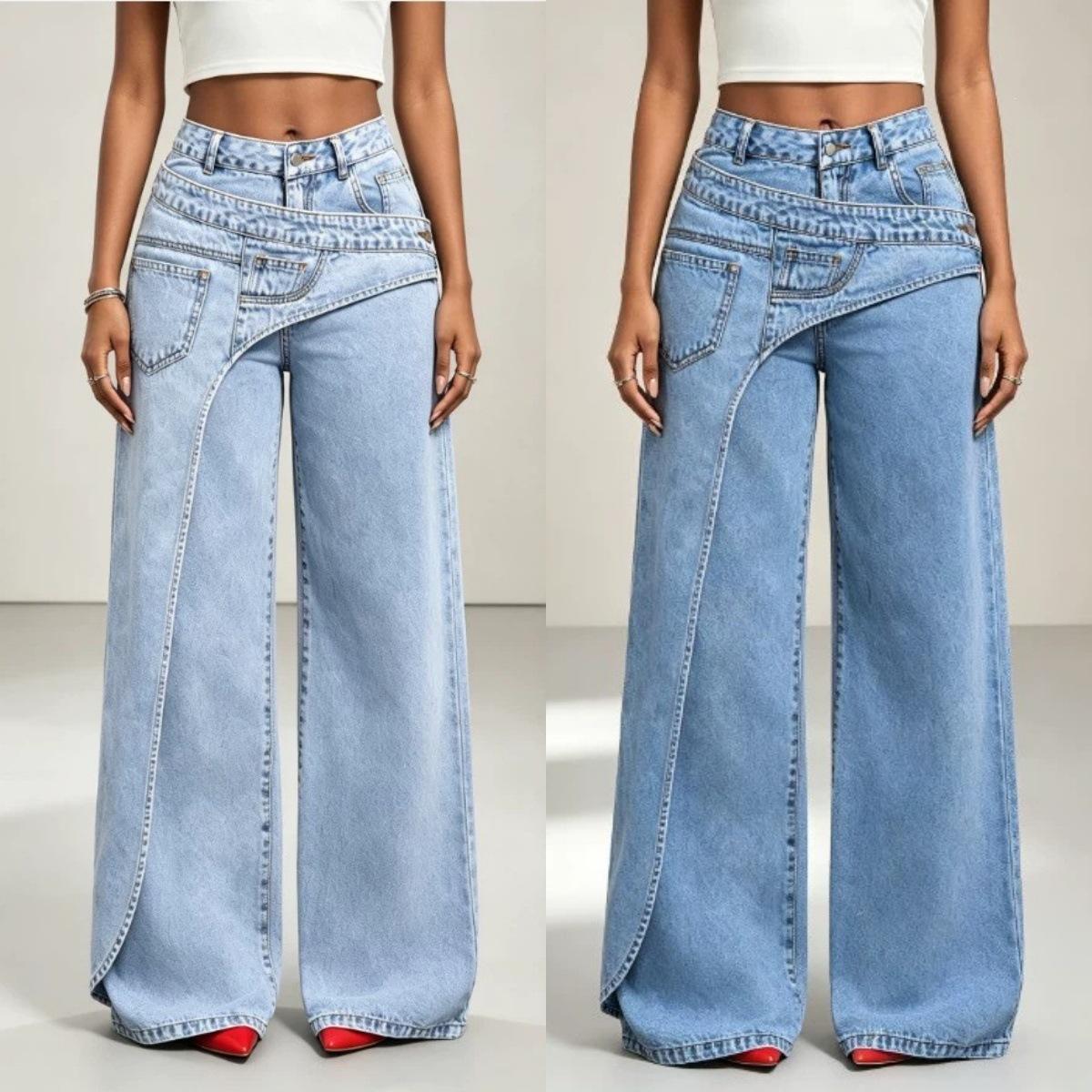 2026 Amazon Cross-Border European and American Trendy Design Versatile Casual Women's Jeans Long Pants Fashion Versatile