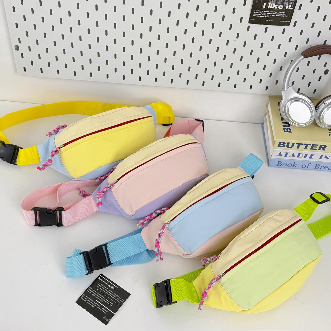 Cross-border dopamine color-blocking chest bag for women, new simple design, lightweight for travel, single-shoulder crossbody bag, waist bag with custom logo