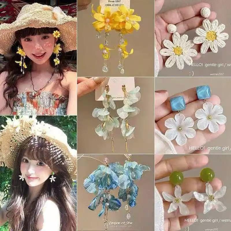 Bright Holiday~Super Fairy Geometric Tassel Earrings, Beach Resort Style Studs, Extremely Beautiful, Fashionable and Versatile Women's Earrings
