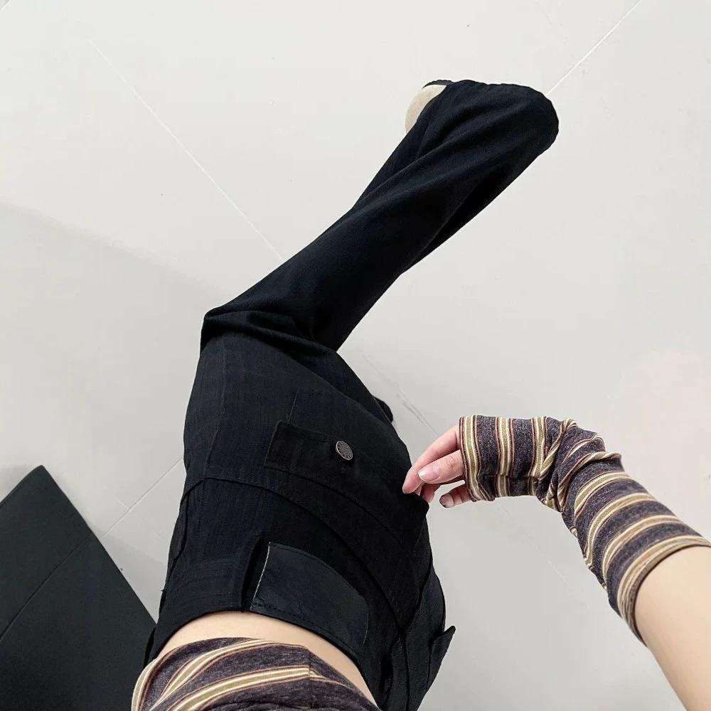 Black Textured Flared Jeans for Women 2026, Lyocell Drape Effect, Slimming Wide-Leg Flared Pants, Wholesale in Stock