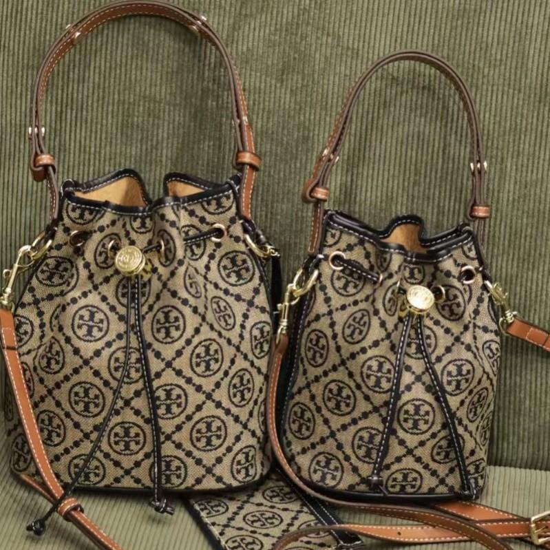 2026 New T-style denim bucket bag for women, vintage pattern denim drawstring bag, handbag, shoulder bag, crossbody bag