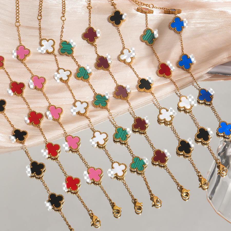 Four-Leaf Clover Bracelet European and American Wholesale Jewelry Accessories Beginner Jewelry Women's Hand Jewelry Light Luxury Hot-Selling 18K Stainless Steel