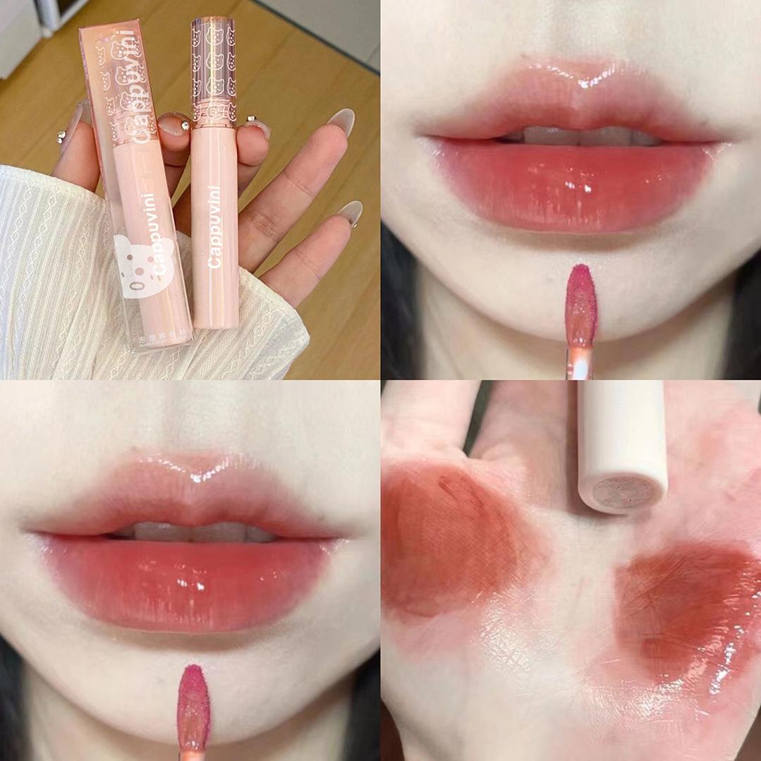 Cappuvini Bubble Lip Glaze Mirror Water Gloss Glass Lip Glaze Women's Lipstick Affordable Student Lip Gloss Lip Gloss Cross-Border