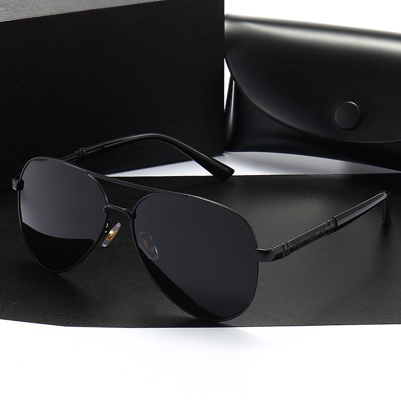 High-grade double-beam polarized sunglasses men's photosensitive color-changing sunglasses fashion driving anti-glare goggles fishing glasses