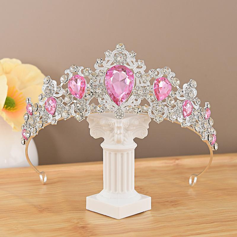 Pink Crystal Princess Crown Headpiece for Goddess's 18th Birthday, Bridal Coronation, Adult Ceremony Hair Accessory, Children's Crown