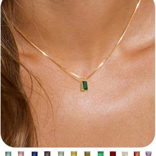 Gold-Plated Imitation Gold December Birthstone Birthstone Pendant Women's Exquisite Zircon Necklace Jewelry Factory Wholesale