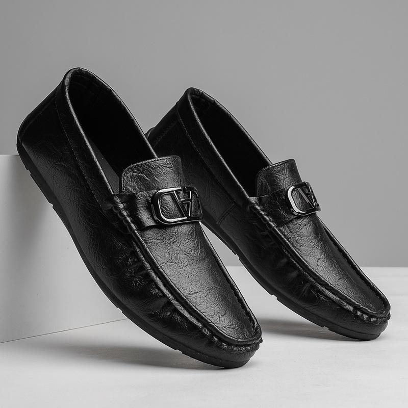 Doug Shoes Men's Summer New Men's Casual Leather Shoes Fashionable All-match Business Love Shoes Foot Breathable Soft Sole Shoes