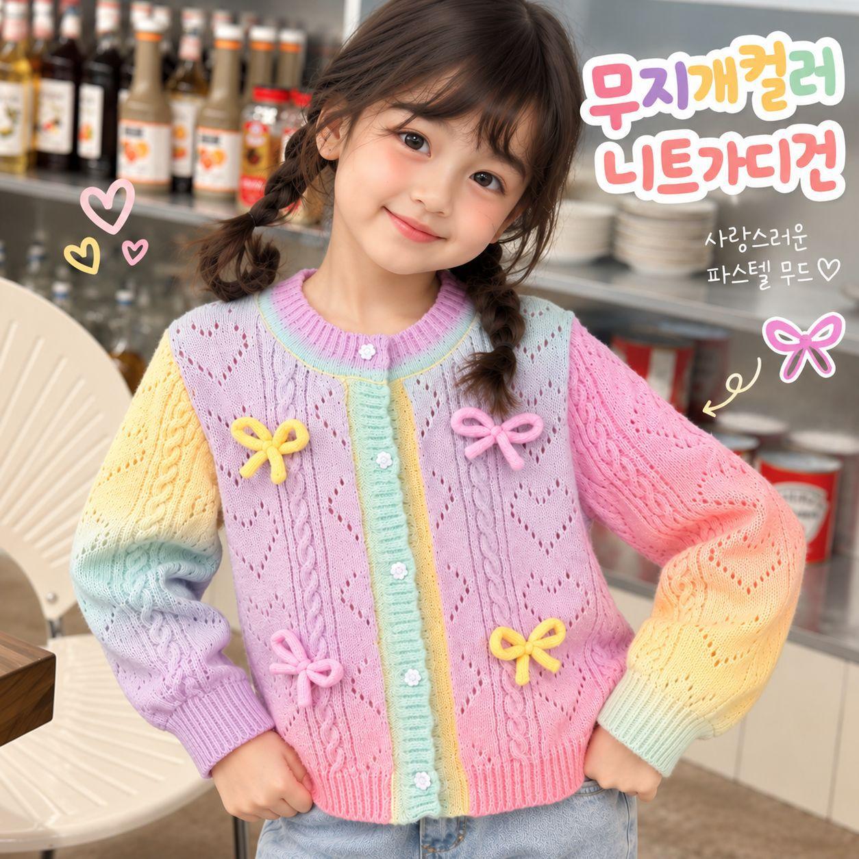 Girls' Sweater Spring Outfit Gradient Color Knitwear Stylish 2026 New Model Sweet Cardigan Coat for Little Girls and Baby Girls
