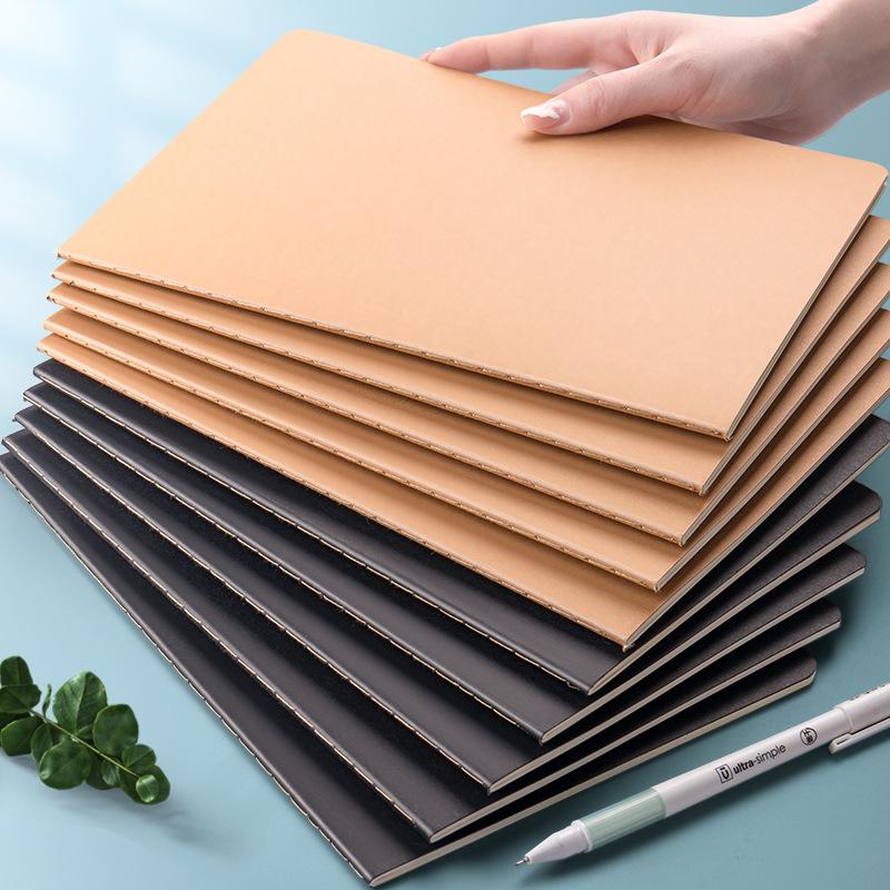 Kraft Paper Notebook B5 Simple Stitched Workbook Lined Grid Stitched Notebook Student Notepad Wholesale