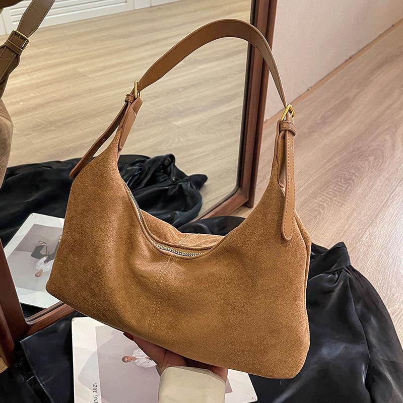 2023 New Autumn and Winter Versatile Frosted Retro Bag Women's Large-Capacity Shoulder Crossbody Bag Class Work Clothing Tote Bag
