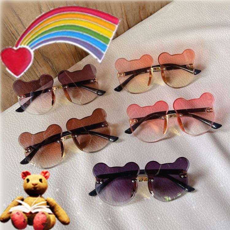 Children's Rimless Sunglasses, Fashionable Cartoon Bear Sunglasses, Children's Sunglasses, Fashionable and Cute Baby Glasses Wholesale