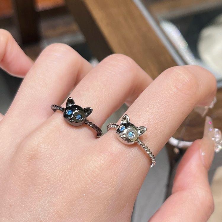 Cute Cat Ring Women's Niche Design Sweet Retro Open Fashion Personality Ins Couple Ring