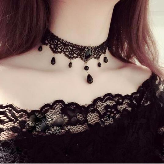 Cross-Border Accessories Women's Neckband Retro Palace Gothic Style Hot Girl Choker Lace Necklace Choker Clavicle Chain Choker