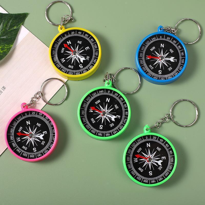 Color Plastic Compass Children's Science Laboratory Supplies Travel Outdoor Equipment Student Learning Stationery Keychain