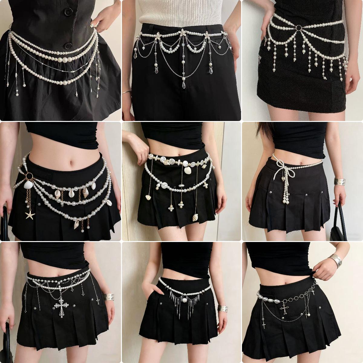 European and American Cross-Border Multi-Layered Pearl Tassel Waist Chain for Women, Light Luxury and High-End Tassel Belt, Fashionable and Versatile Clothing Accessories