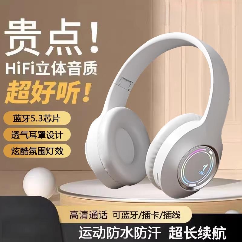 Cross-Border New Bluetooth Headset Head-Mounted Noise Reduction Long Battery Life Wireless Headset Sports Suitable for Apple Huawei Xiaomi