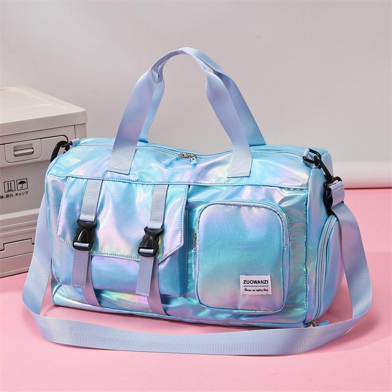 Fashion Pearlescent Bright Surface Swimming Bag Women's Large Capacity Sports Multifunctional Gym Bag Waterproof Dry and Wet Separate Travel Bag