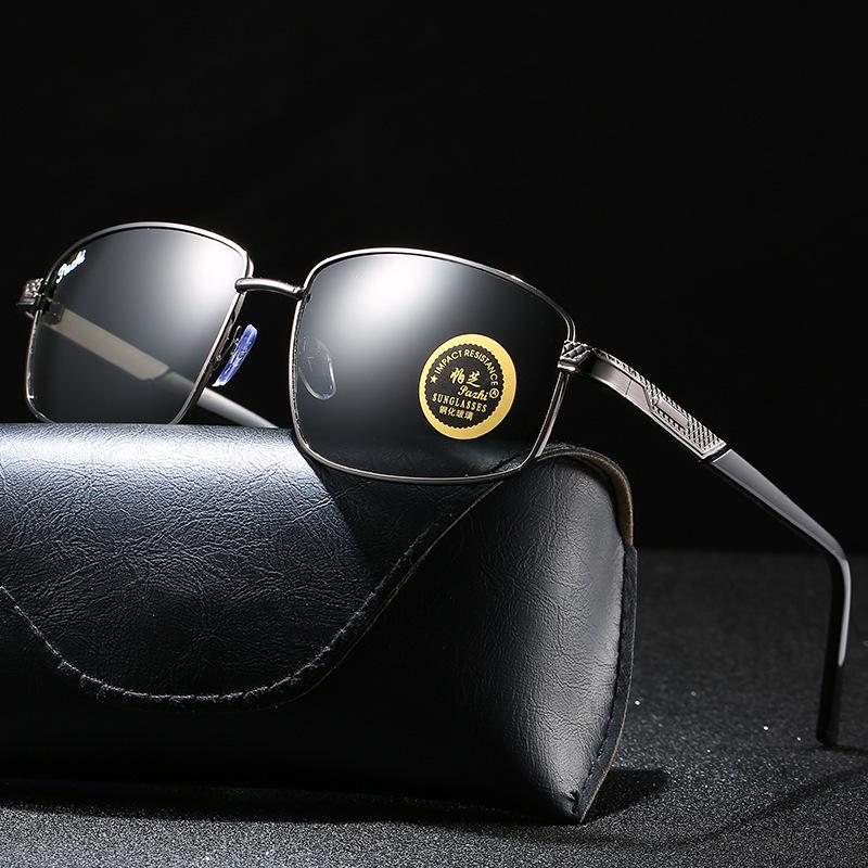 New glass sunglasses men's driving riding sunglasses shading anti-ultraviolet tempered glass sunglasses wholesale