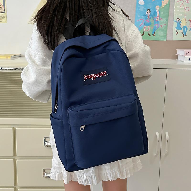 Js Jess Backpack Large Capacity School Bag Backpack Computer Bag for Male and Female Students Simple Solid Color Campus Travel Waterproof