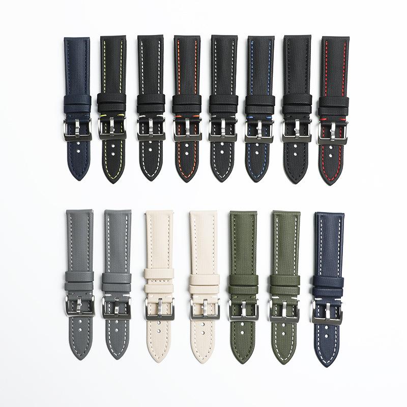 New Wholesale Smart Watch Strap Suitable for 18/22/24mm Watch Chain Nylon Sticker Genuine Leather Soft Strap Cross-Border Special