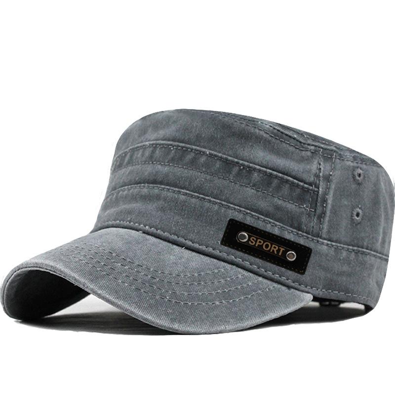 Washed Hat Wholesale Spring, Summer and Autumn New Cotton Flat Hat Outdoor Military Hat Men's Mesh Sun Hat