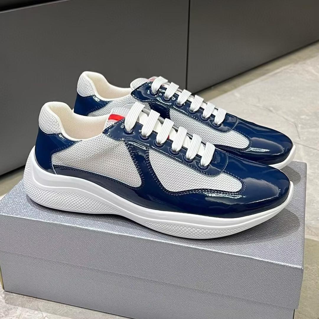 Cross-Border P Brand Trendy Men's Shoes, Leather Mesh Breathable Sneakers, Autumn and Winter Casual Shoes, Round-Toe Sports Shoes