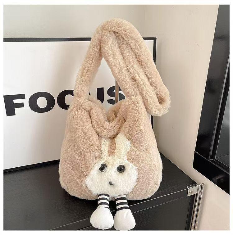 Stuffed Bag Women's Bag 2025 New High-End Fashion Diagonal Furry Autumn and Winter Furry Satchel Bucket Bag