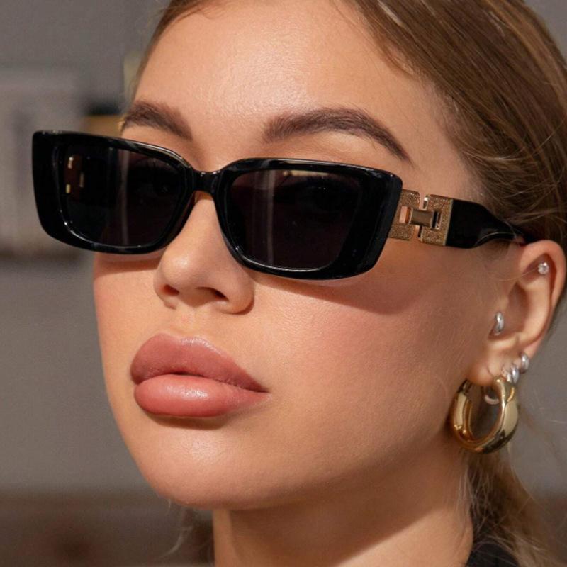 European and American Cross-border Street-style Hollow Drill Chain Box Sunglasses Fashion High-end Sense Trend UV-proof Sunglasses for Women