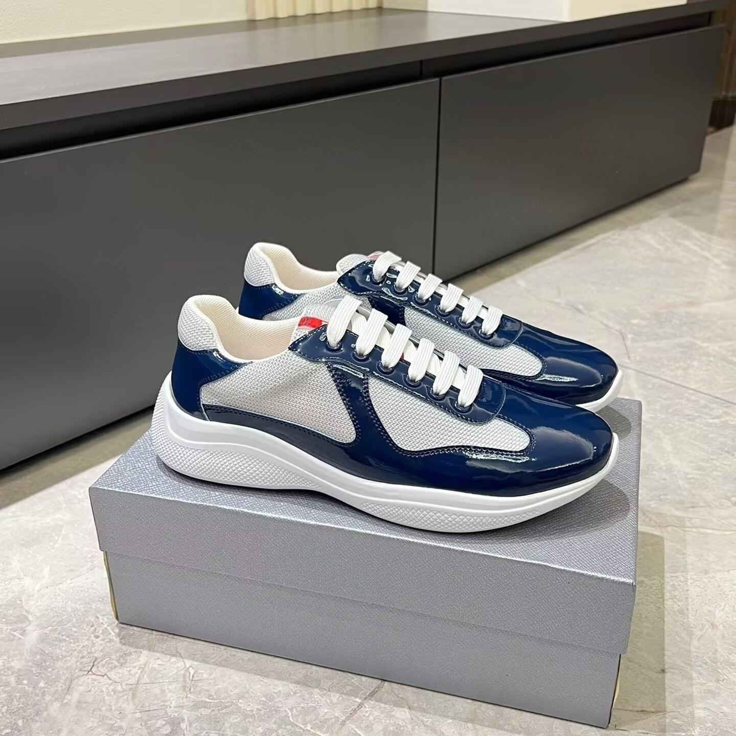 Cross-border P brand, high-end, breathable leather and mesh panel sneakers, lightweight luxury autumn/winter casual shoes, men's athletic shoes