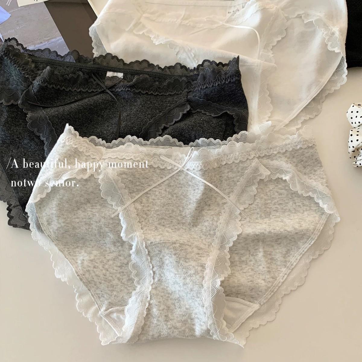 Sexy and Purely Alluring Women's Underwear, New Pure Cotton Antibacterial Seamless High-Value Lace Trim Non-Tightening Women's Briefs