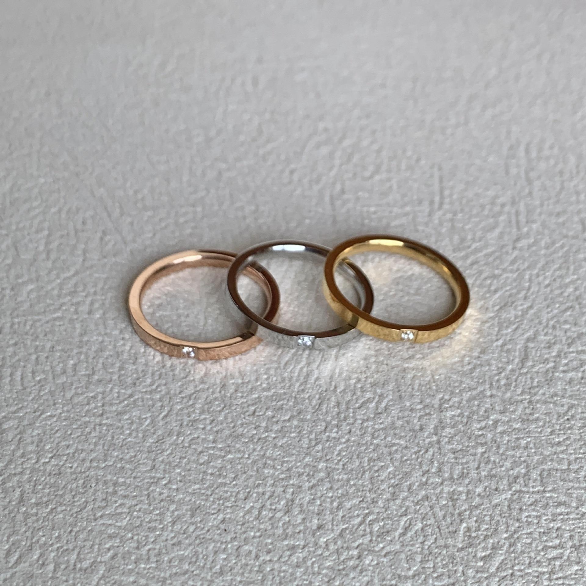 Baoman Minimalist Ins-Style Spring and Summer New Single Diamond Plain Ring Couple Stackable Rings Fine Band Index Finger Ring