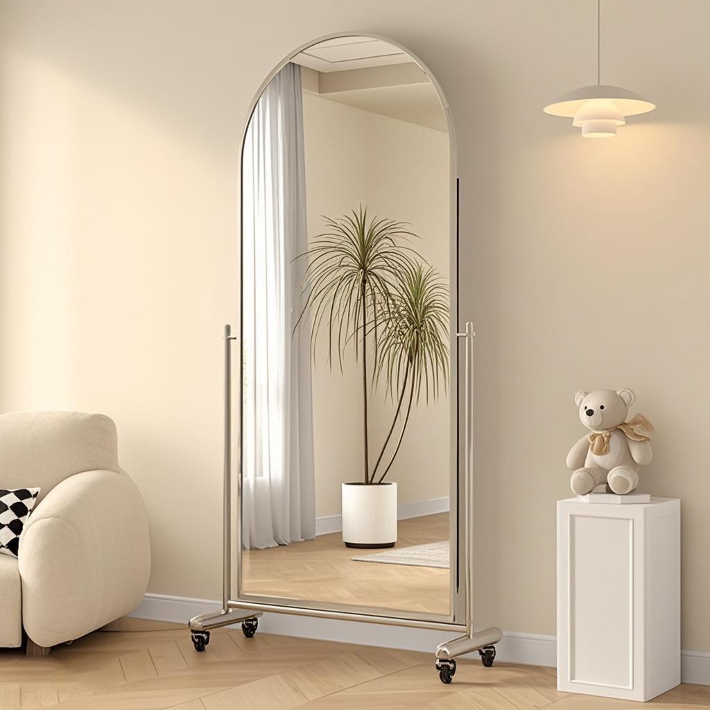 Clothing Store Stainless Steel Mirror, Full-Length Mirror, Floor Mirror, Home Living Room Movable Dressing Mirror, Fitting Mirror, Dance Mirror