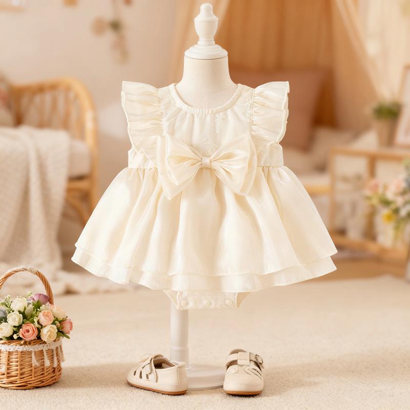 Summer Baby Girl Dress, Cute Princess Tulle Dress for Infants, Full Moon and First Birthday Romper Dress with Skirt, Factory Ready Stock